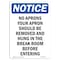 Signmission OSHA Notice, 5" Height, No Aprons Your Apron Should Be Sign, 5" X 3.5", Portrait OS-NS-D-35-V-14383 - alternate 1